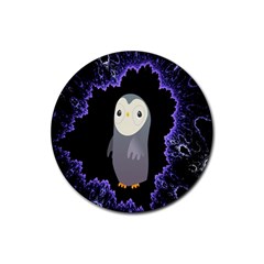 Fractal Image With Penguin Drawing Rubber Coaster (round)  by Nexatart