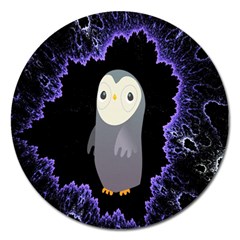 Fractal Image With Penguin Drawing Magnet 5  (round) by Nexatart