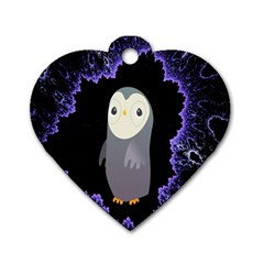 Fractal Image With Penguin Drawing Dog Tag Heart (one Side) by Nexatart