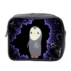 Fractal Image With Penguin Drawing Mini Toiletries Bag 2-side by Nexatart