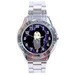 Fractal Image With Penguin Drawing Stainless Steel Analogue Watch Front