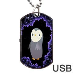 Fractal Image With Penguin Drawing Dog Tag Usb Flash (one Side) by Nexatart