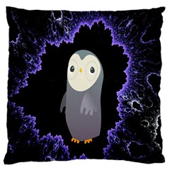 Fractal Image With Penguin Drawing Large Flano Cushion Case (two Sides) by Nexatart