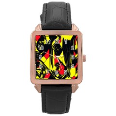 Easy Colors Abstract Pattern Rose Gold Leather Watch  by Nexatart