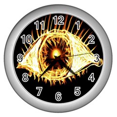 Flame Eye Burning Hot Eye Illustration Wall Clocks (silver)  by Nexatart