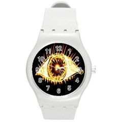 Flame Eye Burning Hot Eye Illustration Round Plastic Sport Watch (m) by Nexatart