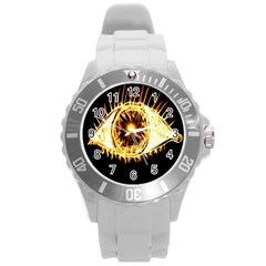 Flame Eye Burning Hot Eye Illustration Round Plastic Sport Watch (l) by Nexatart