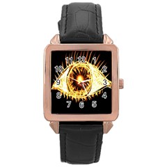 Flame Eye Burning Hot Eye Illustration Rose Gold Leather Watch  by Nexatart