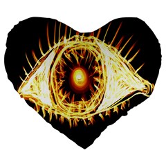 Flame Eye Burning Hot Eye Illustration Large 19  Premium Flano Heart Shape Cushions by Nexatart