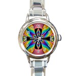 Fractal Butterfly Round Italian Charm Watch Front