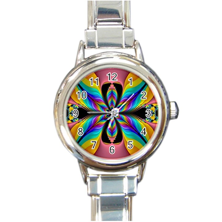 Fractal Butterfly Round Italian Charm Watch