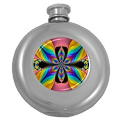 Fractal Butterfly Round Hip Flask (5 Oz) by Nexatart