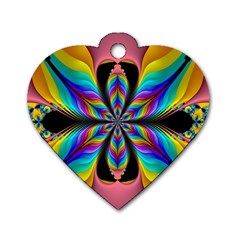 Fractal Butterfly Dog Tag Heart (two Sides) by Nexatart