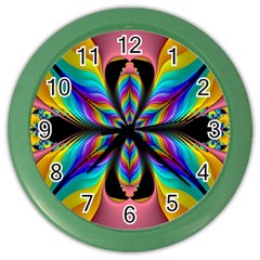 Fractal Butterfly Color Wall Clocks by Nexatart