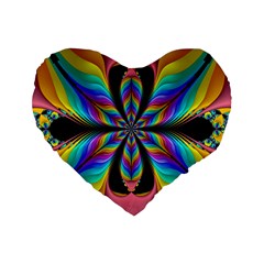 Fractal Butterfly Standard 16  Premium Flano Heart Shape Cushions by Nexatart