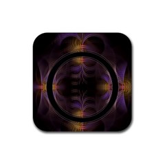 Wallpaper With Fractal Black Ring Rubber Coaster (square)  by Nexatart