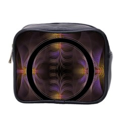 Wallpaper With Fractal Black Ring Mini Toiletries Bag 2-side by Nexatart