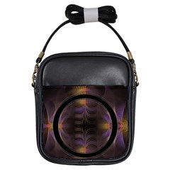 Wallpaper With Fractal Black Ring Girls Sling Bags by Nexatart