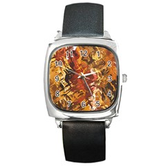 Abstraction Abstract Pattern Square Metal Watch by Nexatart