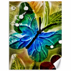 Blue Spotted Butterfly Art In Glass With White Spots Canvas 18  X 24   by Nexatart