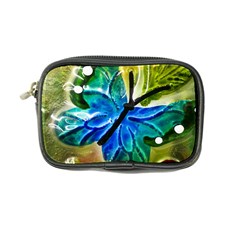 Blue Spotted Butterfly Art In Glass With White Spots Coin Purse by Nexatart