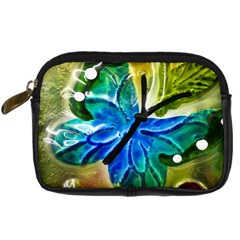 Blue Spotted Butterfly Art In Glass With White Spots Digital Camera Cases by Nexatart