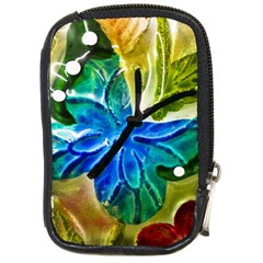 Blue Spotted Butterfly Art In Glass With White Spots Compact Camera Cases by Nexatart