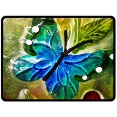 Blue Spotted Butterfly Art In Glass With White Spots Fleece Blanket (large)  by Nexatart