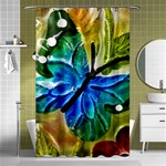 Blue Spotted Butterfly Art In Glass With White Spots Shower Curtain 48  x 72  (Small)  Curtain(48  X 72 ) - 42.18 x64.8  Curtain(48  X 72 )