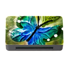 Blue Spotted Butterfly Art In Glass With White Spots Memory Card Reader With Cf by Nexatart