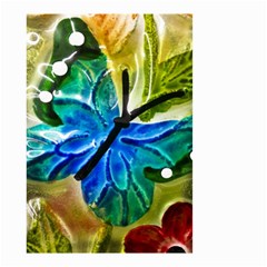 Blue Spotted Butterfly Art In Glass With White Spots Small Garden Flag (two Sides) by Nexatart