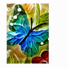 Blue Spotted Butterfly Art In Glass With White Spots Large Garden Flag (two Sides) by Nexatart