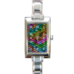 Fish Scales Pattern Background In Rainbow Colors Wallpaper Rectangle Italian Charm Watch