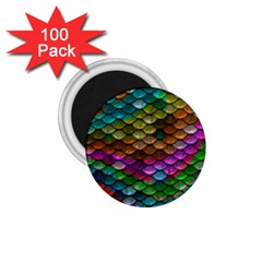 Fish Scales Pattern Background In Rainbow Colors Wallpaper 1.75  Magnets (100 pack) 