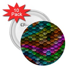 Fish Scales Pattern Background In Rainbow Colors Wallpaper 2.25  Buttons (10 pack) 