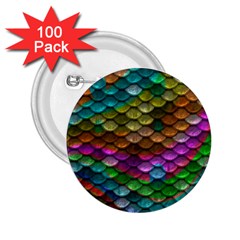 Fish Scales Pattern Background In Rainbow Colors Wallpaper 2 25  Buttons (100 Pack)  by Nexatart