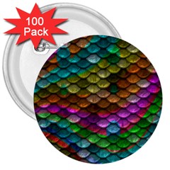 Fish Scales Pattern Background In Rainbow Colors Wallpaper 3  Buttons (100 pack) 