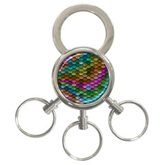 Fish Scales Pattern Background In Rainbow Colors Wallpaper 3-ring Key Chains by Nexatart