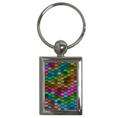 Fish Scales Pattern Background In Rainbow Colors Wallpaper Key Chains (rectangle)  by Nexatart