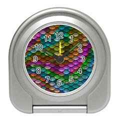 Fish Scales Pattern Background In Rainbow Colors Wallpaper Travel Alarm Clocks by Nexatart