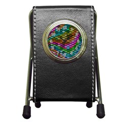 Fish Scales Pattern Background In Rainbow Colors Wallpaper Pen Holder Desk Clocks by Nexatart