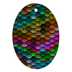 Fish Scales Pattern Background In Rainbow Colors Wallpaper Oval Ornament (two Sides) by Nexatart