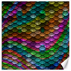 Fish Scales Pattern Background In Rainbow Colors Wallpaper Canvas 16  X 16   by Nexatart