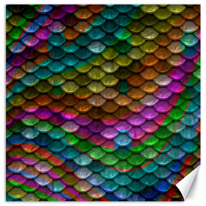 Fish Scales Pattern Background In Rainbow Colors Wallpaper Canvas 16  x 16  