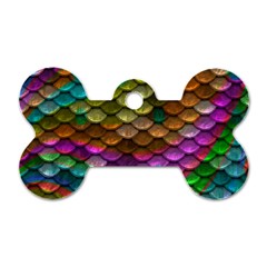 Fish Scales Pattern Background In Rainbow Colors Wallpaper Dog Tag Bone (one Side) by Nexatart