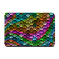 Fish Scales Pattern Background In Rainbow Colors Wallpaper Small Doormat  by Nexatart