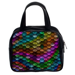 Fish Scales Pattern Background In Rainbow Colors Wallpaper Classic Handbags (2 Sides) by Nexatart