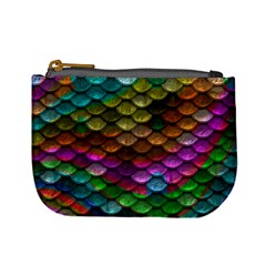 Fish Scales Pattern Background In Rainbow Colors Wallpaper Mini Coin Purses by Nexatart