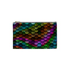 Fish Scales Pattern Background In Rainbow Colors Wallpaper Cosmetic Bag (small)  by Nexatart