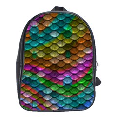 Fish Scales Pattern Background In Rainbow Colors Wallpaper School Bags(Large) 